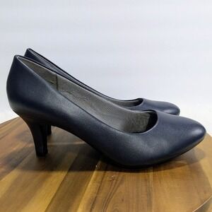 LifeStride Navy 10W Blue Round Toe Pumps Soft System Comfort Heels 2.5 Inch Heel